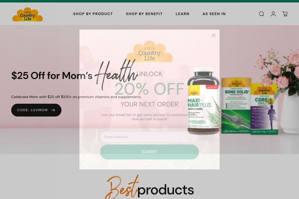 Country Life Vitamins homepage