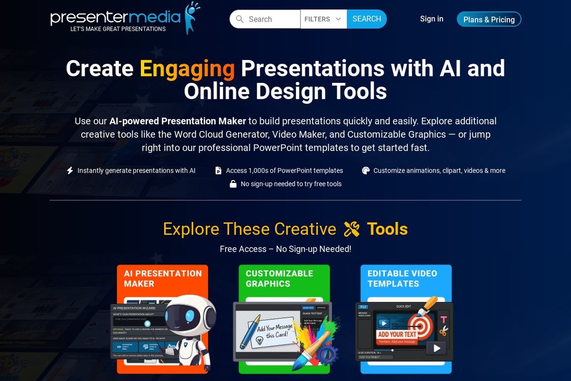 Presenter Media homepage