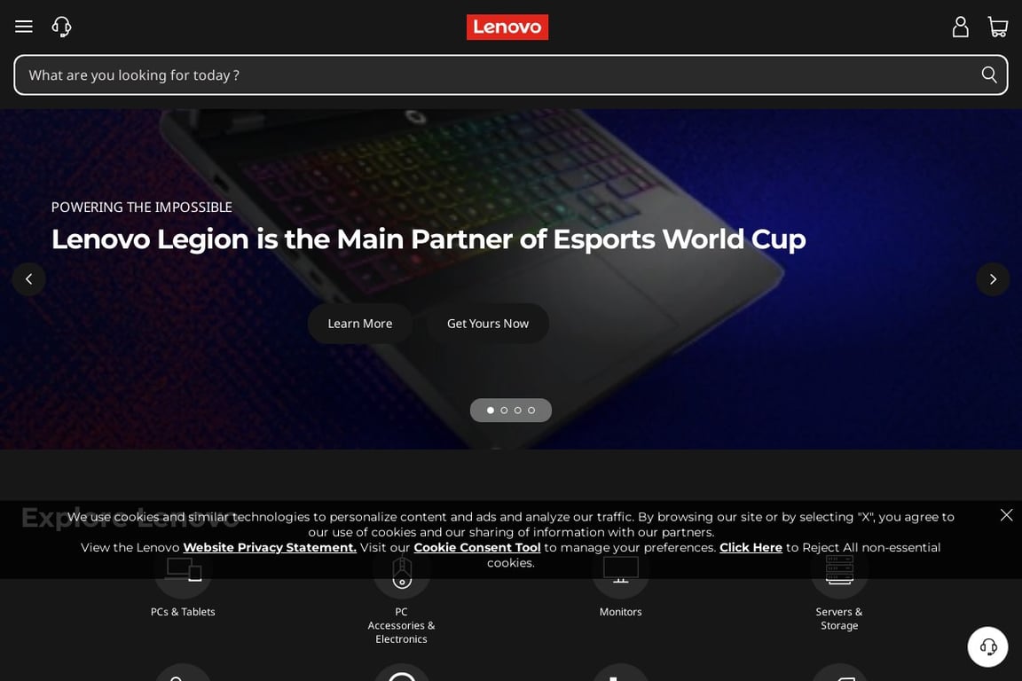 Lenovo homepage