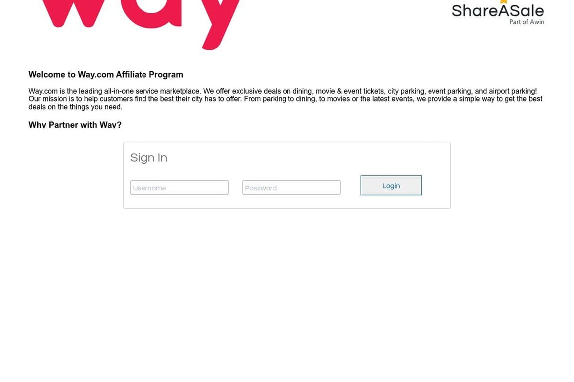 Way.com affiliate program signup page