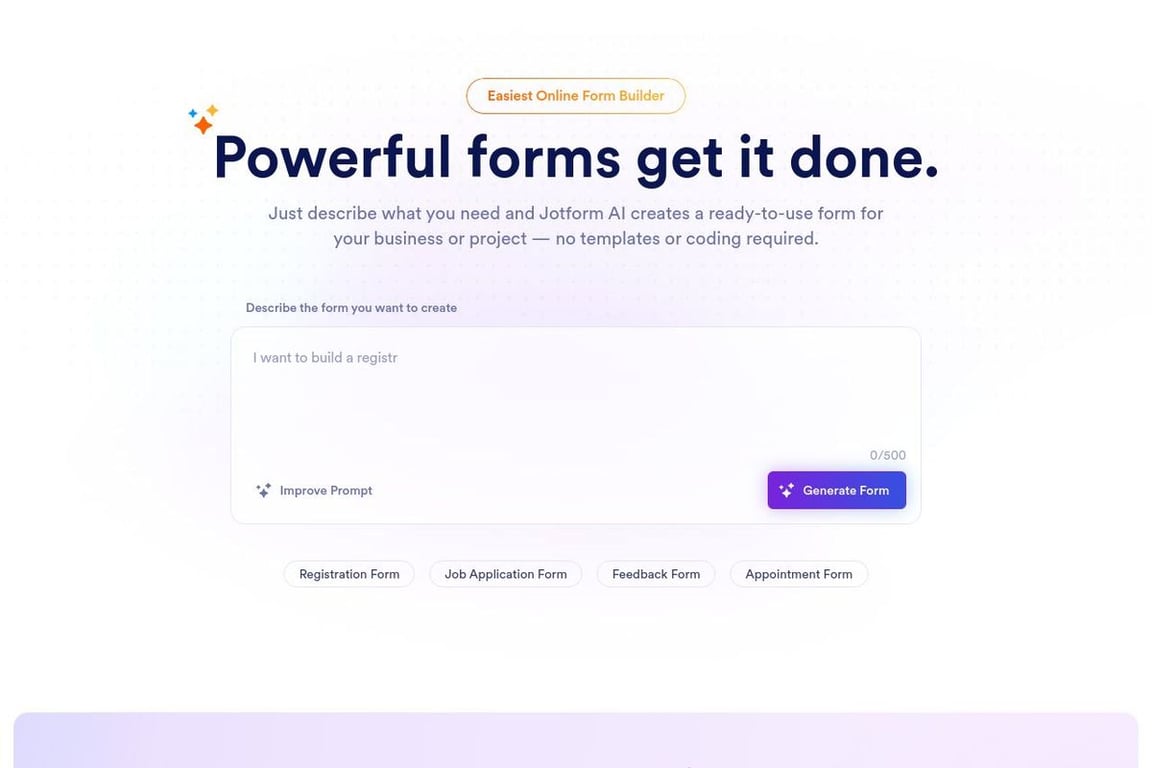 JotForm homepage