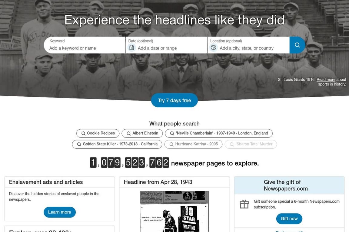 Newspapers.com homepage