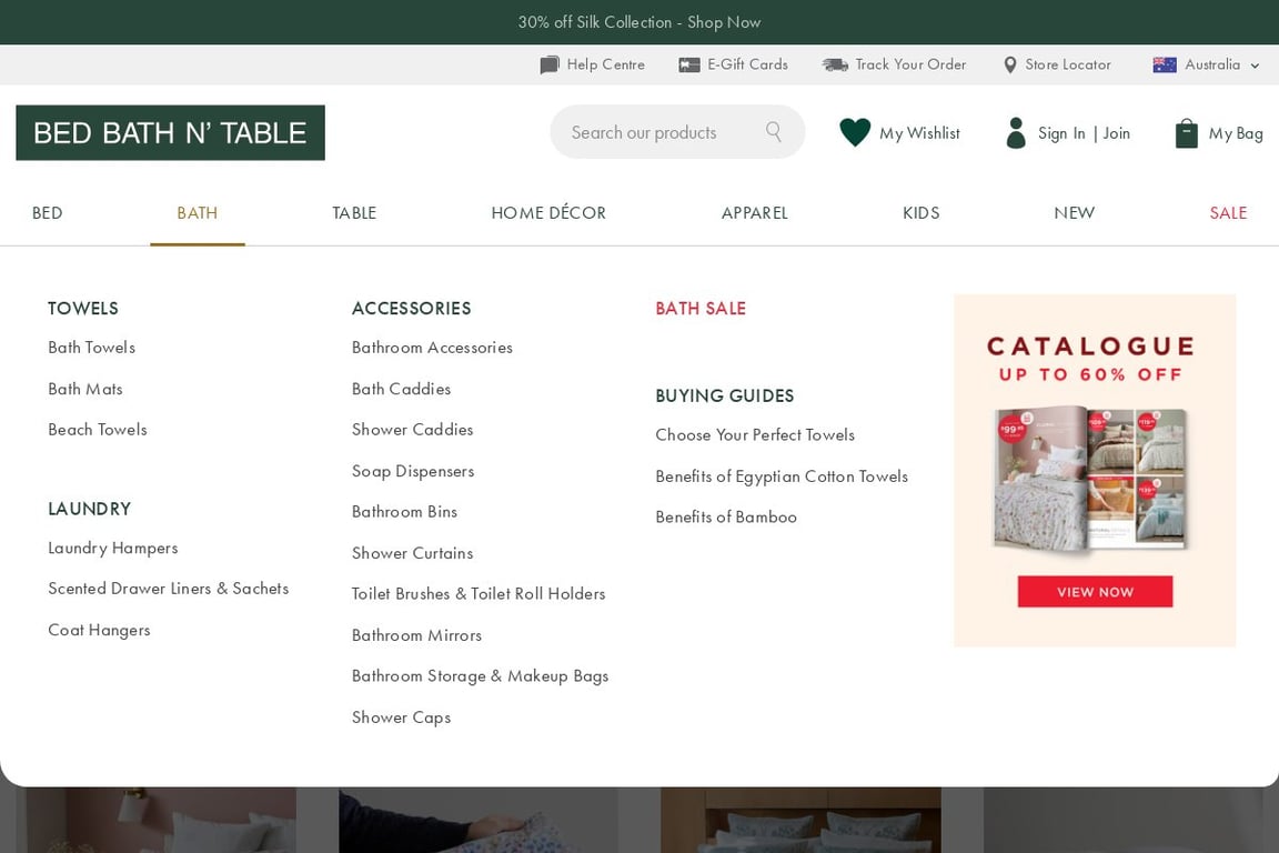 Bed Bath N’ Table homepage