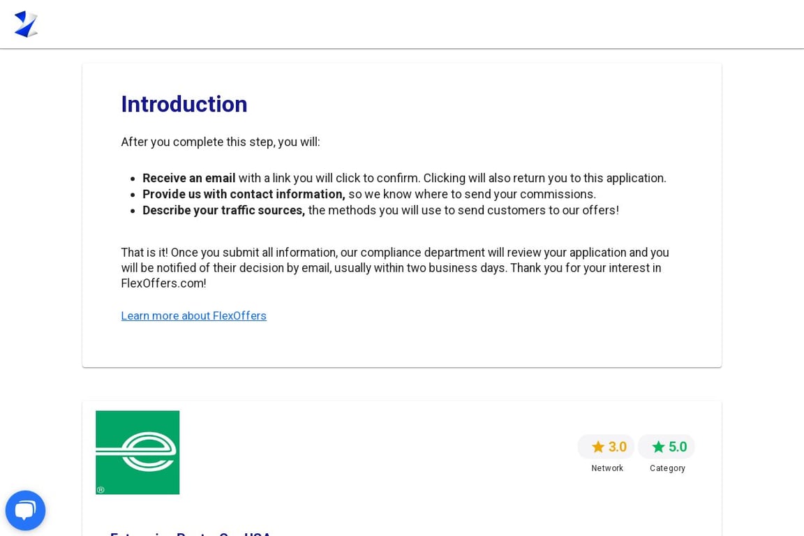 Enterprise Rent a Car USA affiliate program signup page