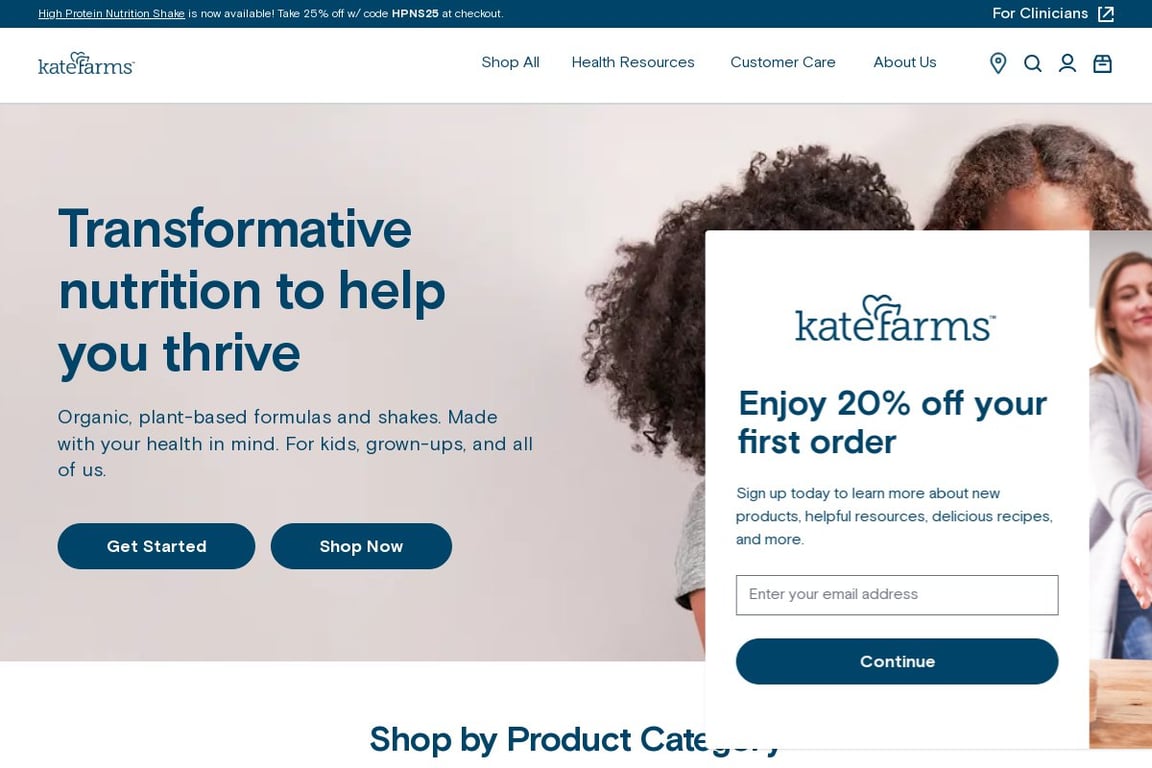 Kate Farms homepage