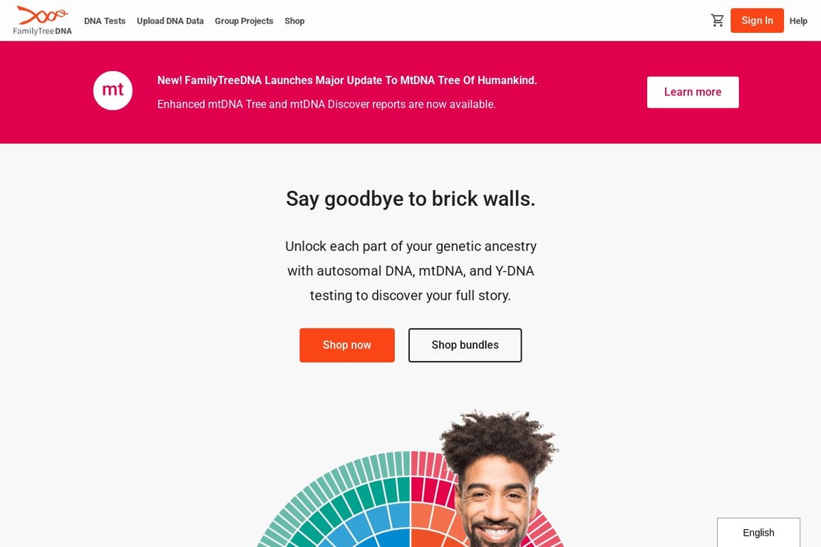 FamilyTreeDNA homepage