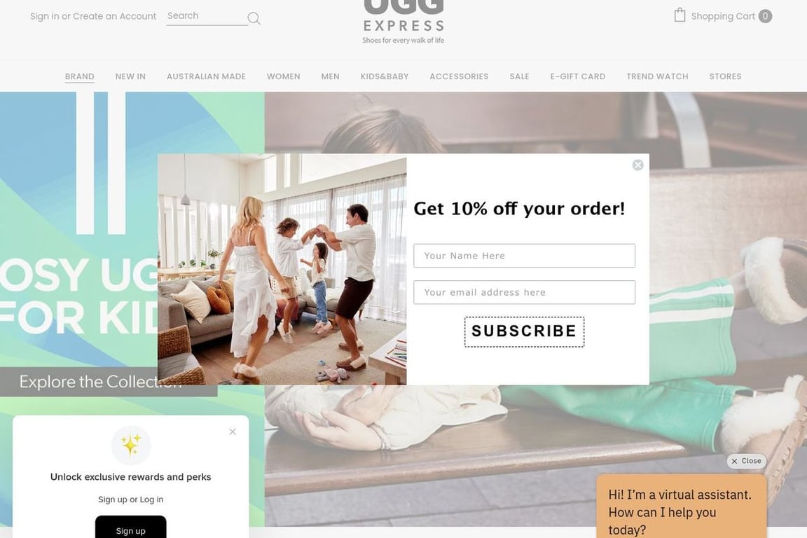 Ugg Express AU homepage
