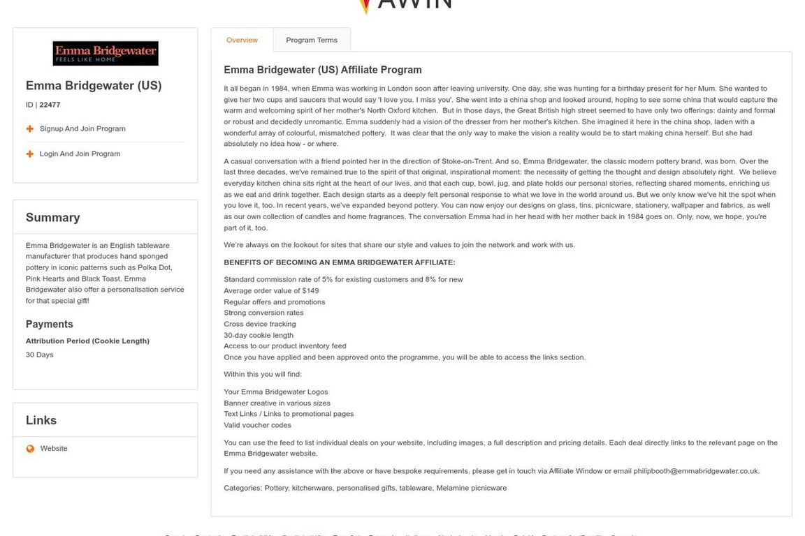 Emma Bridgewater (US) Affiliate Program Everything You Need to Know (2024)