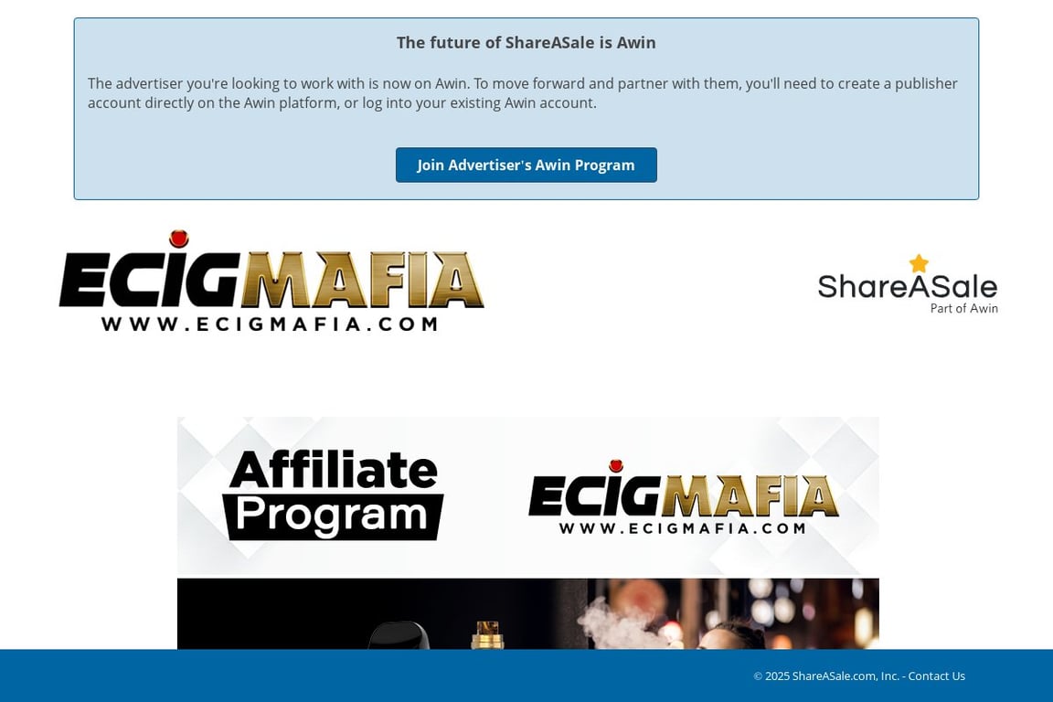 EcigMafia affiliate program signup page
