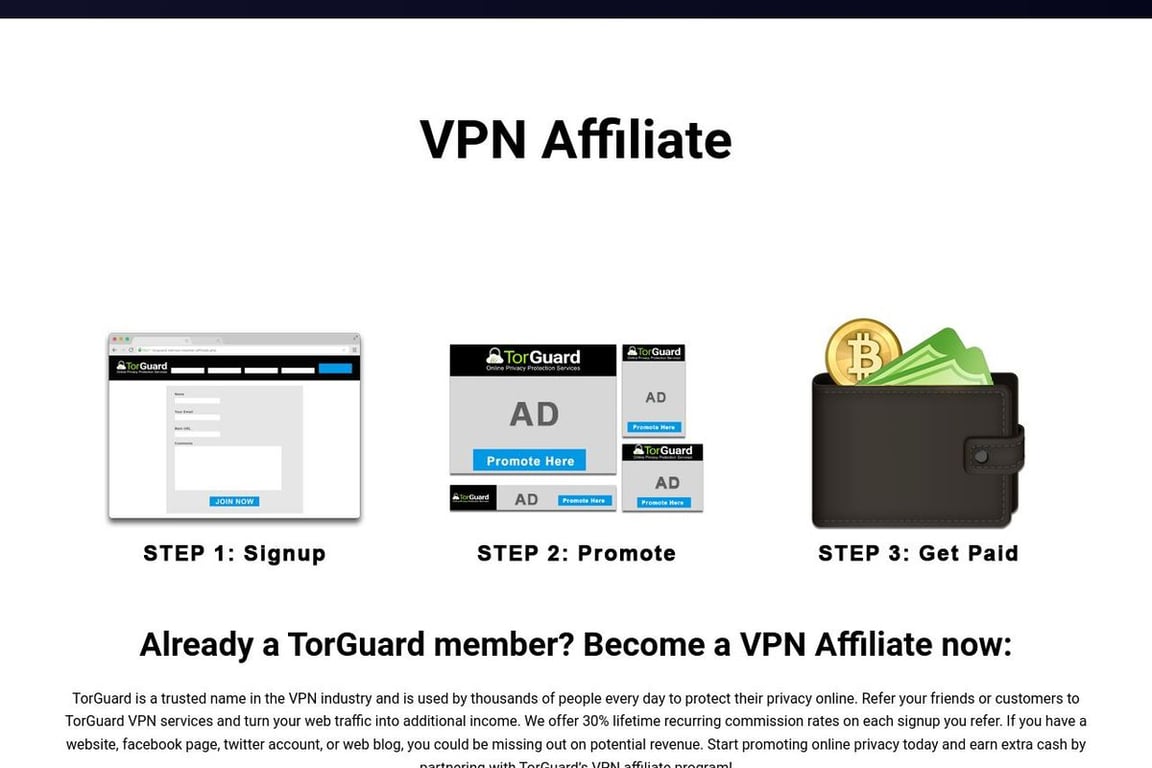 TorGuard affiliate program signup page