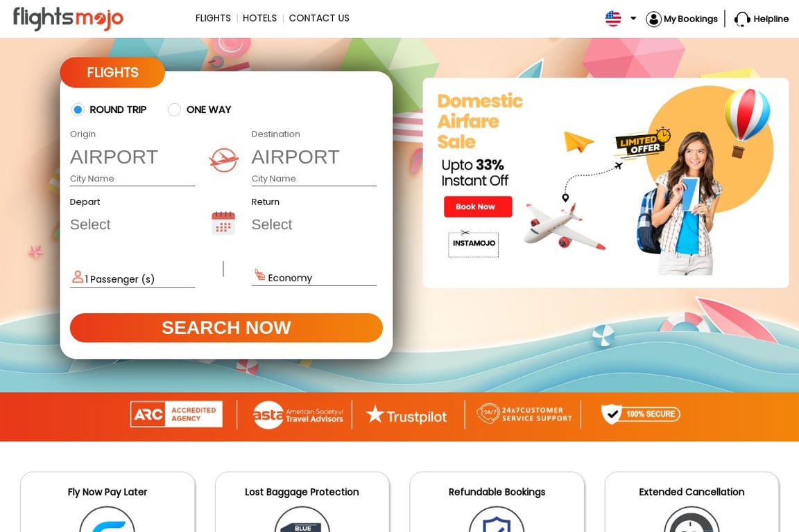 Flights Mojo homepage