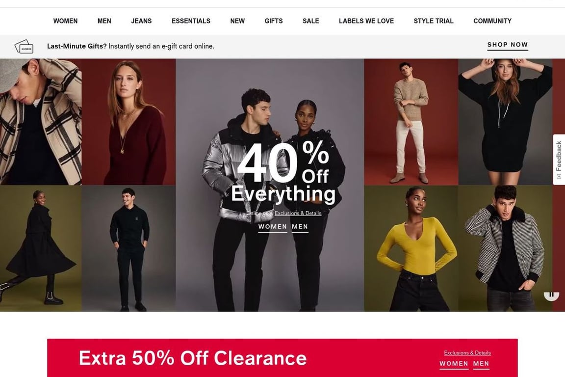 Express clothing website best sale