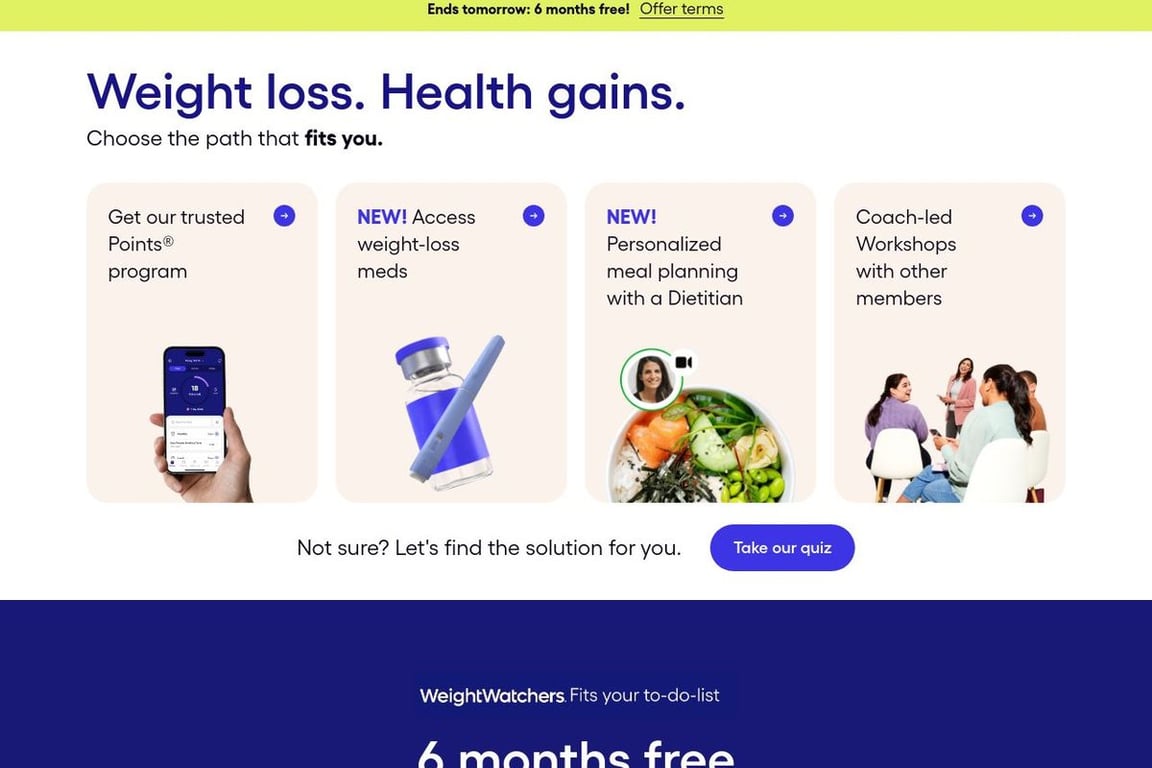 Weight Watchers Online homepage