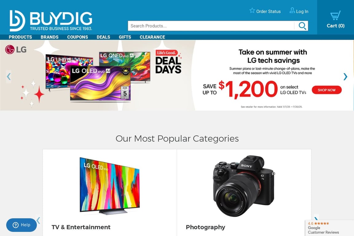 BuyDig homepage