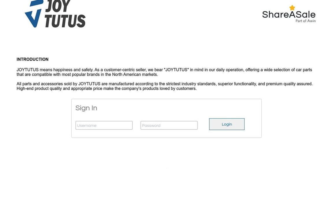 Joy Tutus affiliate program signup page