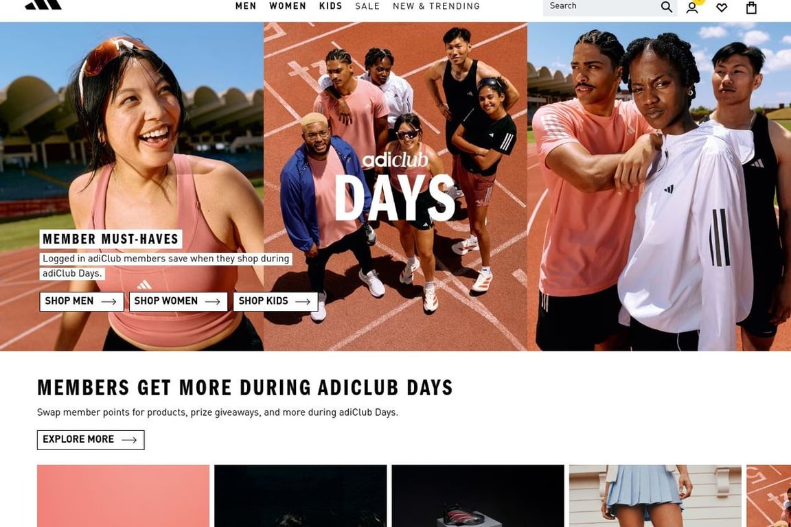 Adidas homepage