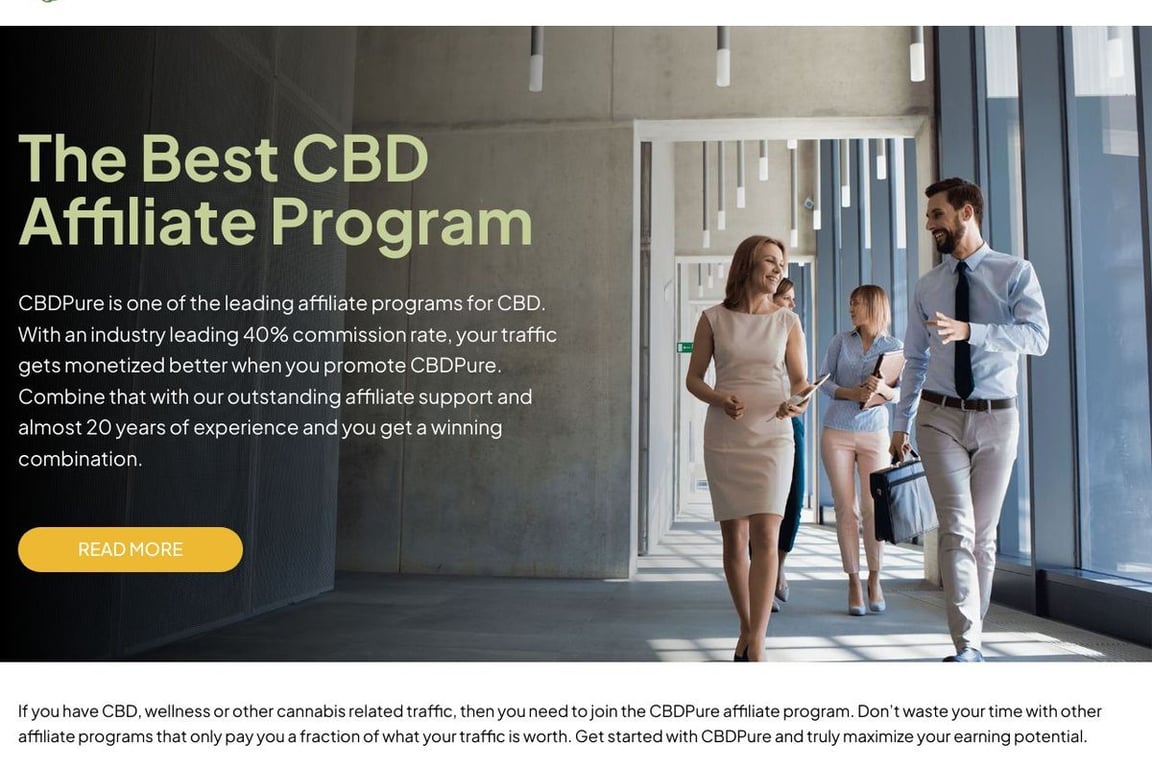 CBDPure affiliate program signup page