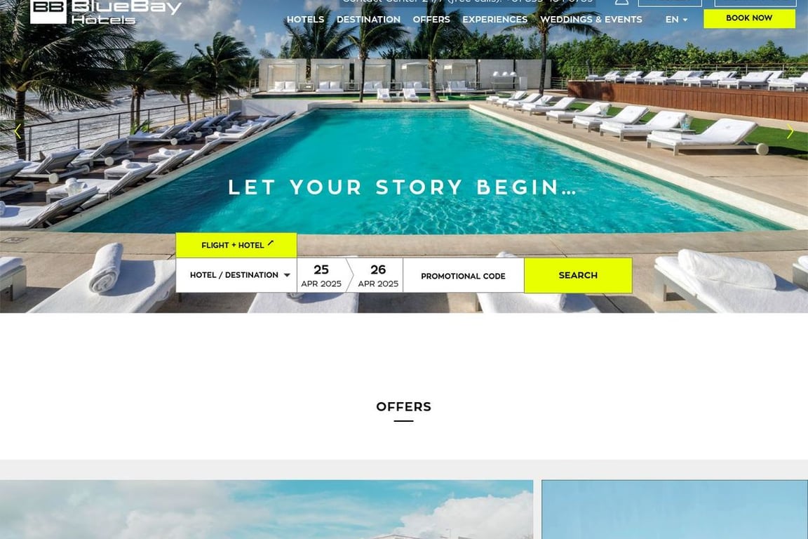 BlueBay Hotels homepage