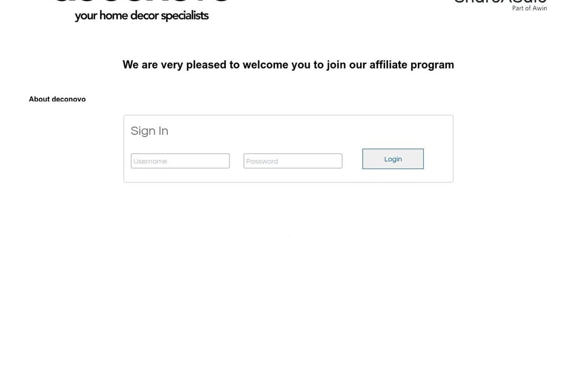 Deconovo affiliate program signup page
