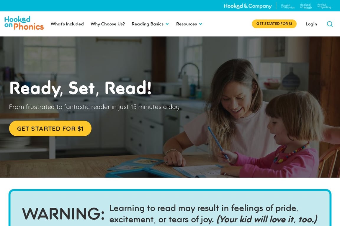 Hooked on Phonics homepage