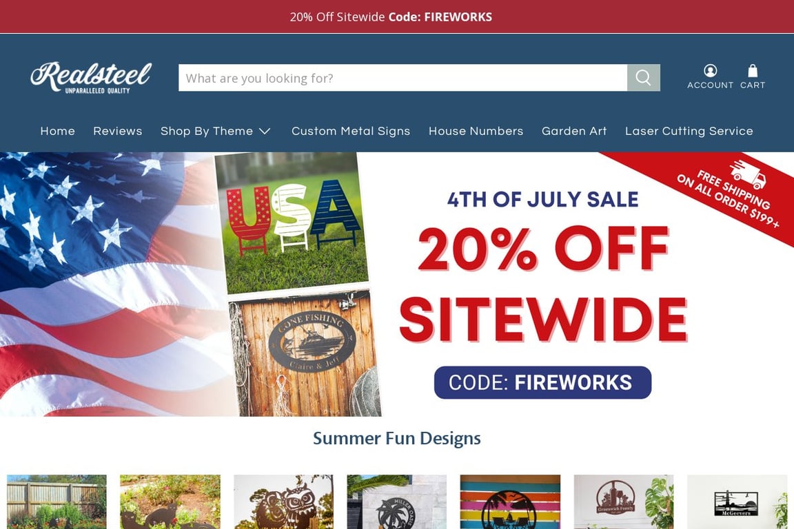 RealSteel Center – Personalized Signs, Décor & Art homepage