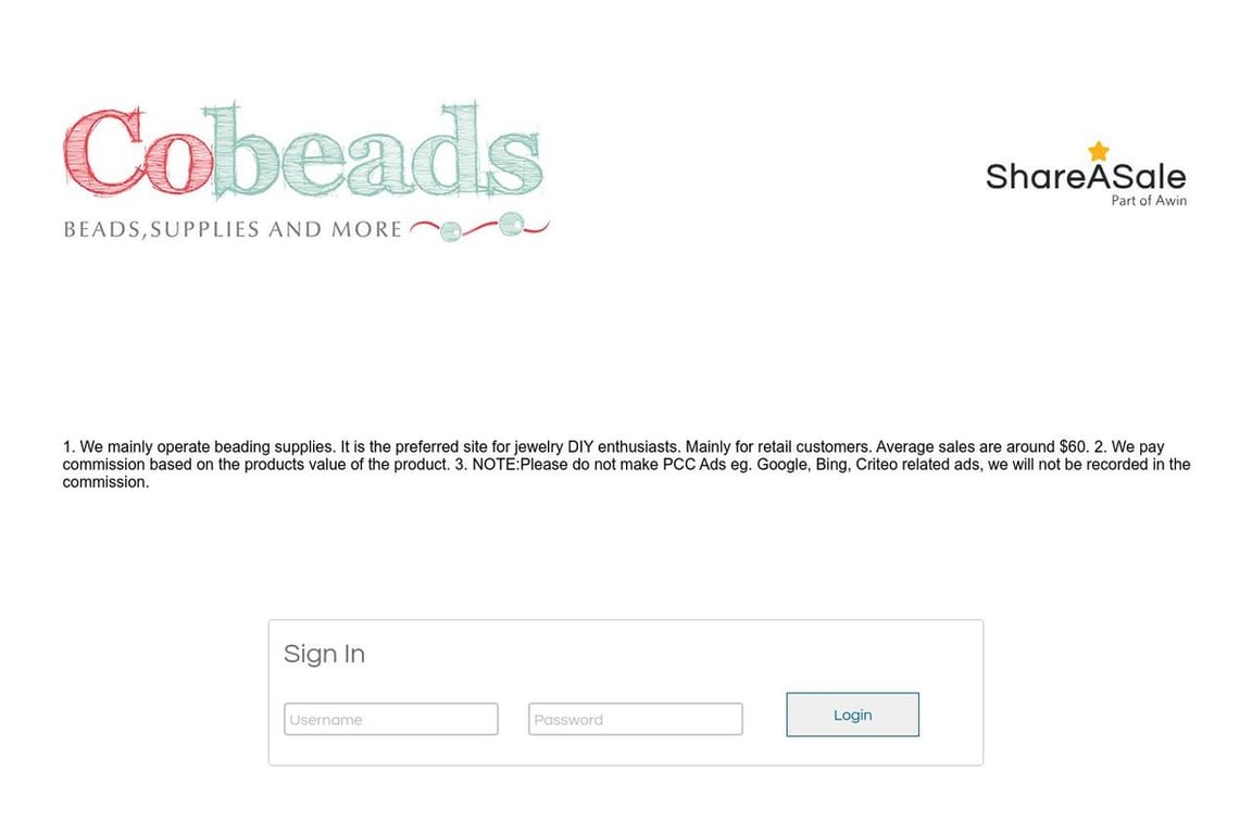 Cobeads affiliate program signup page