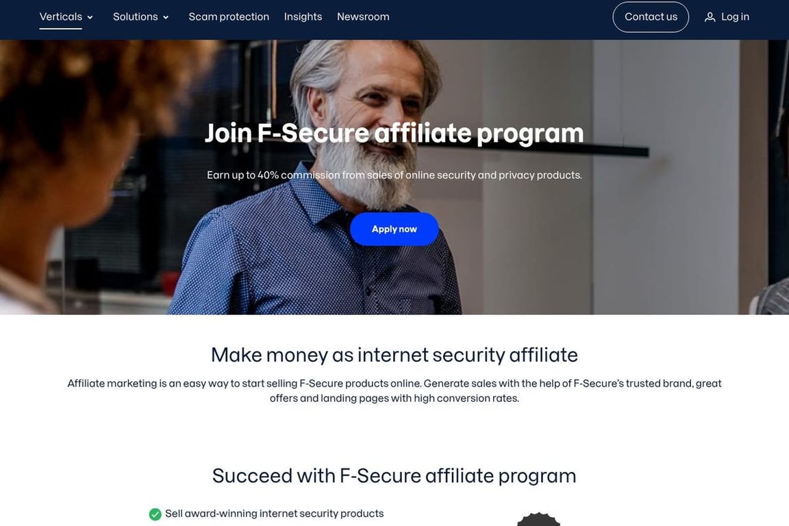 F-Secure affiliate program signup page
