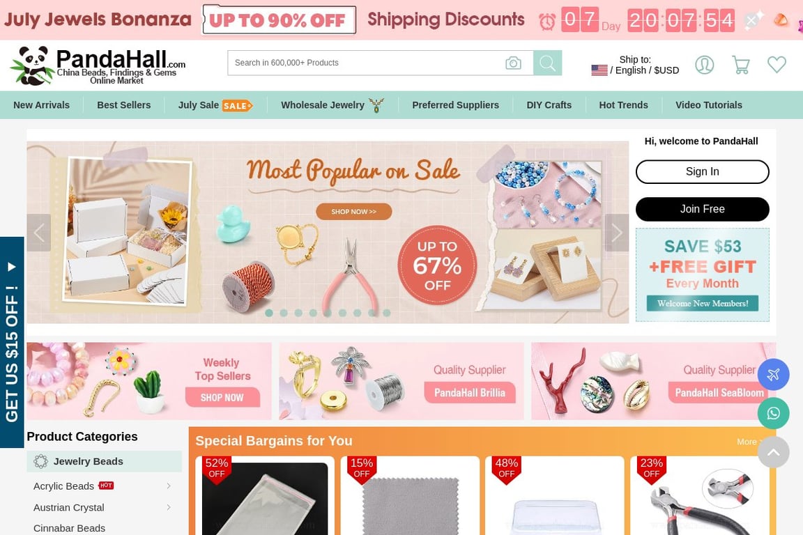 PandaHall homepage