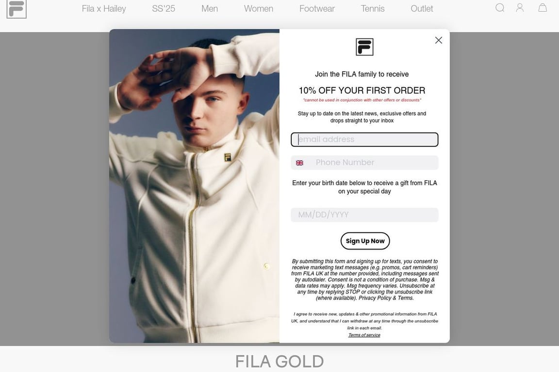 Fila UK homepage
