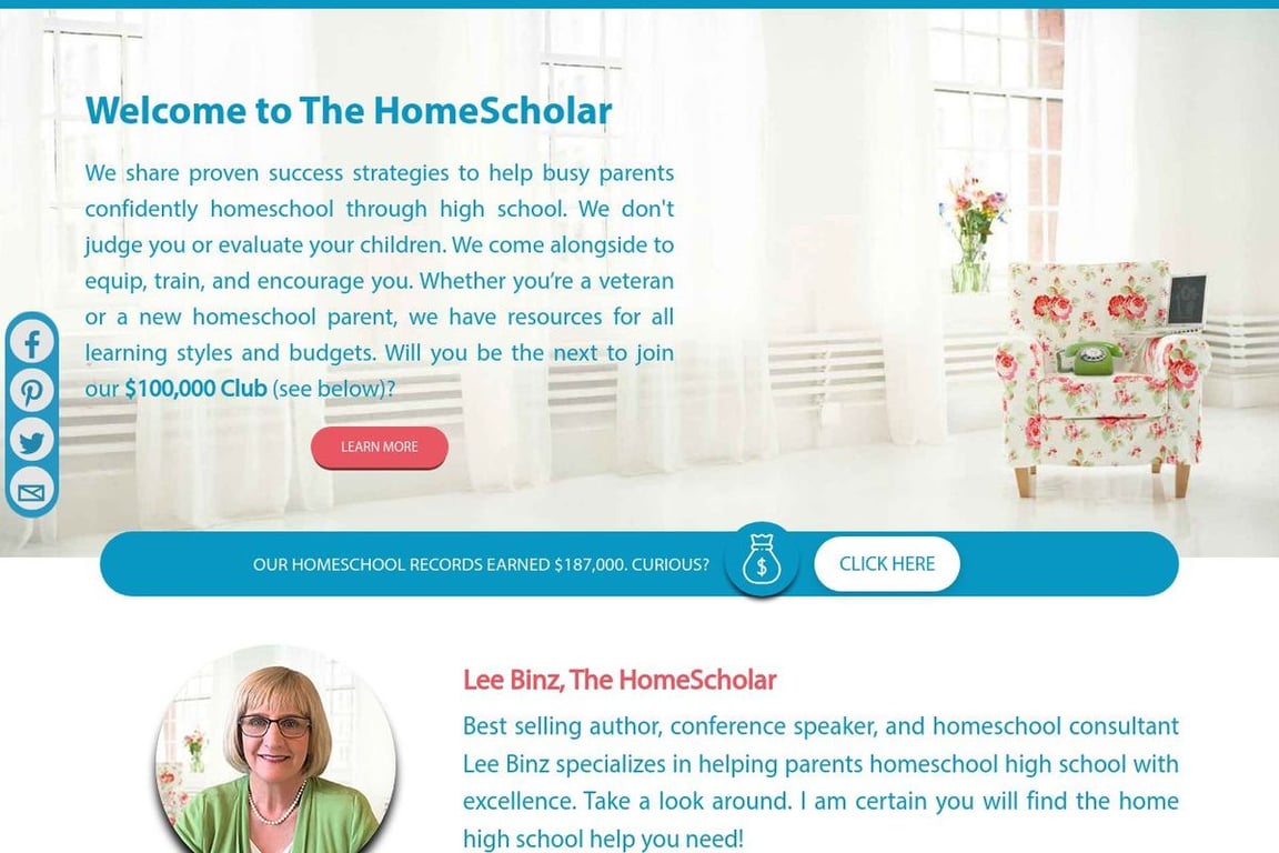 The HomeScholar homepage