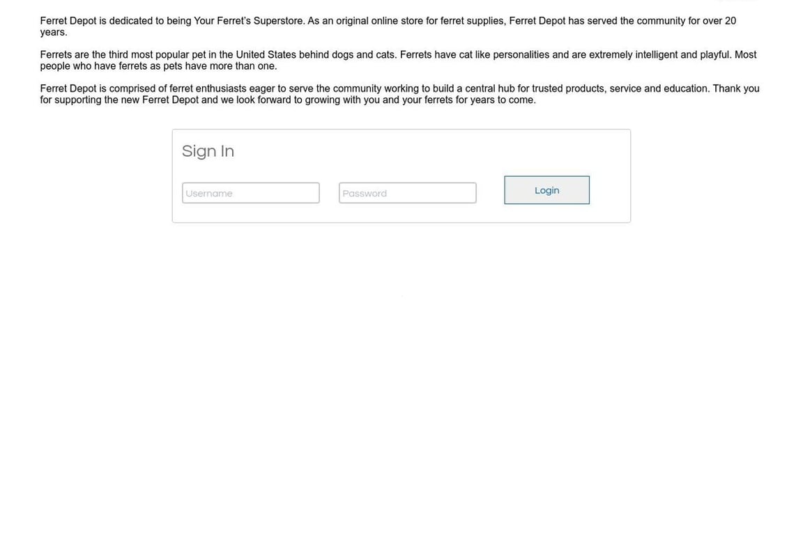 Ferret Depot affiliate program signup page
