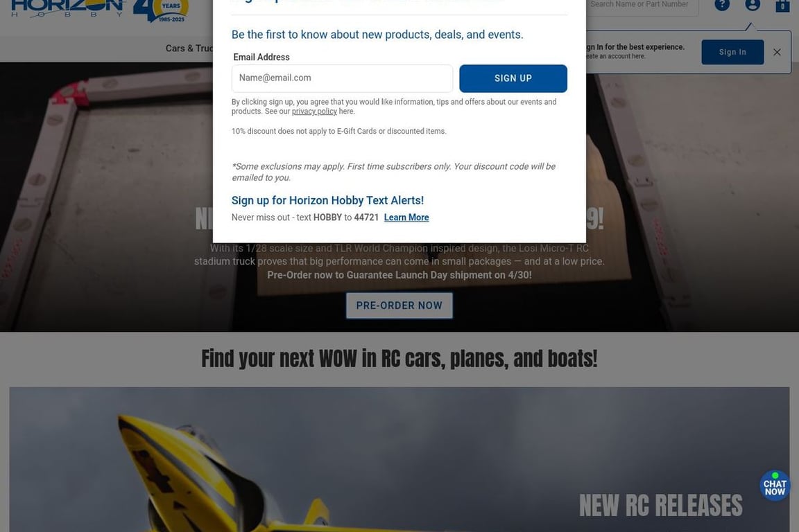 Horizon Hobby homepage