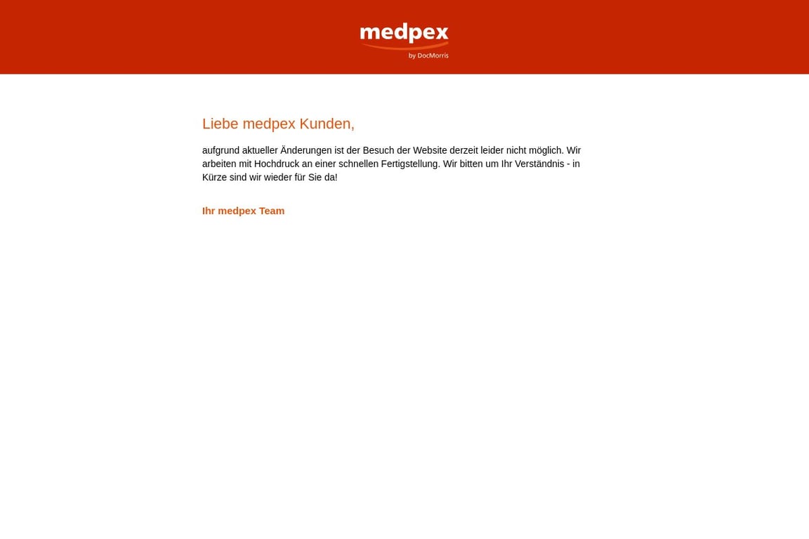 Medpex DE homepage