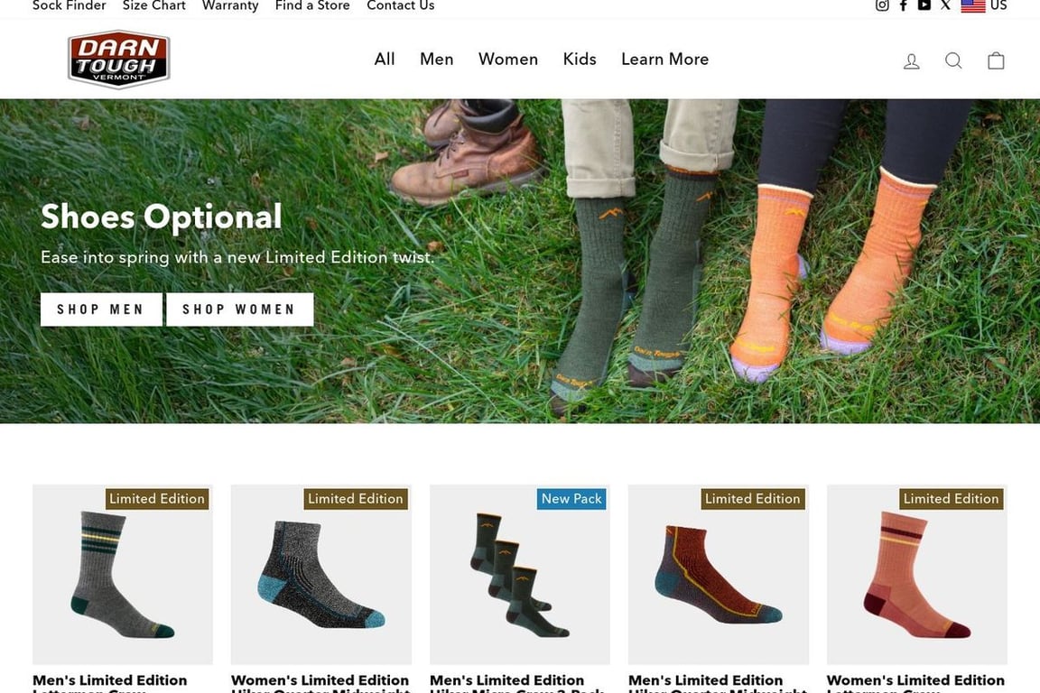 Darn Tough Vermont homepage