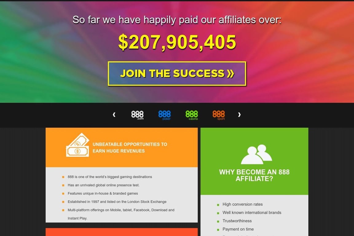 888 affiliate program signup page