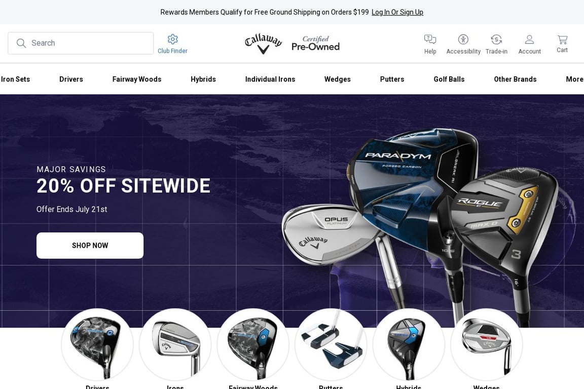 Callaway Certified Pre-Owned homepage