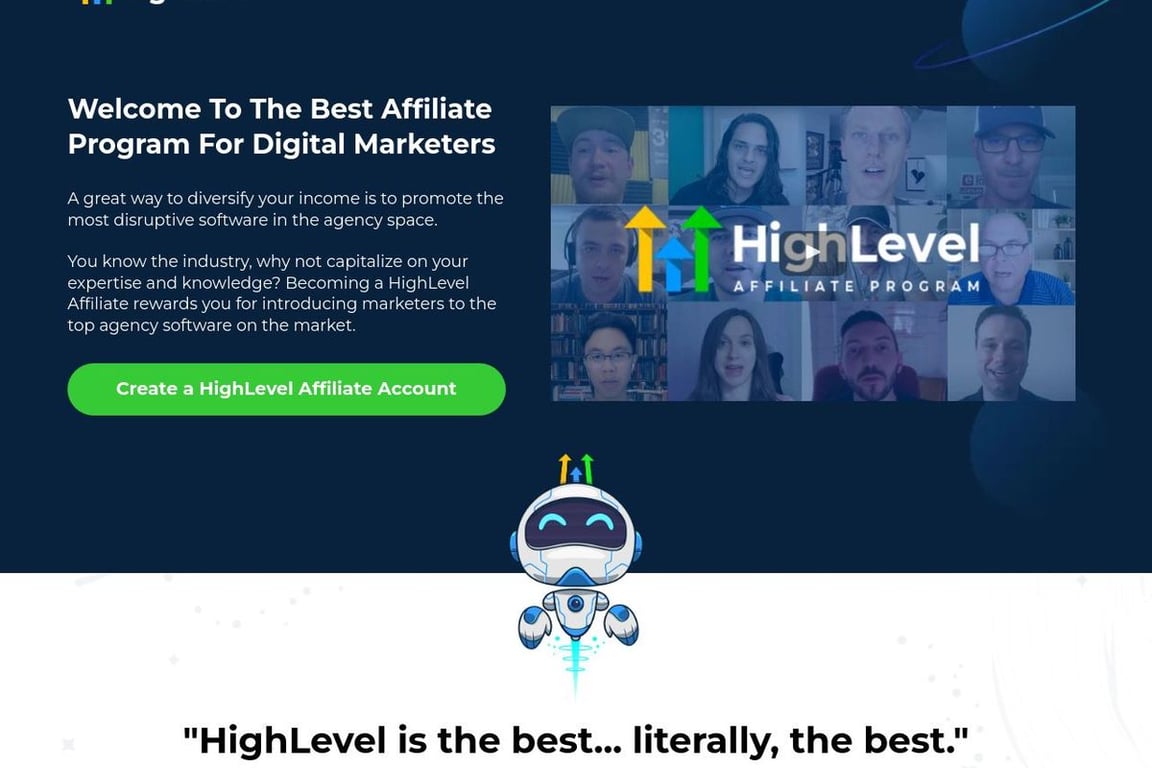 HighLevel affiliate program signup page