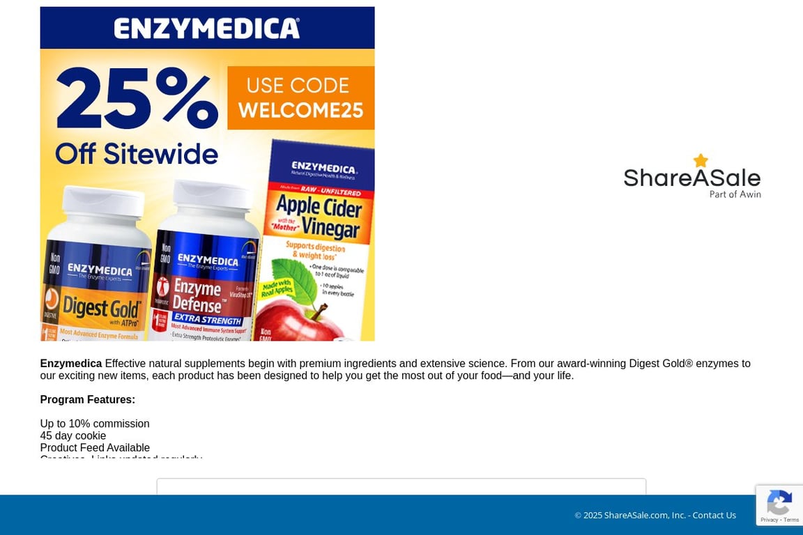 Enzymedica affiliate program signup page