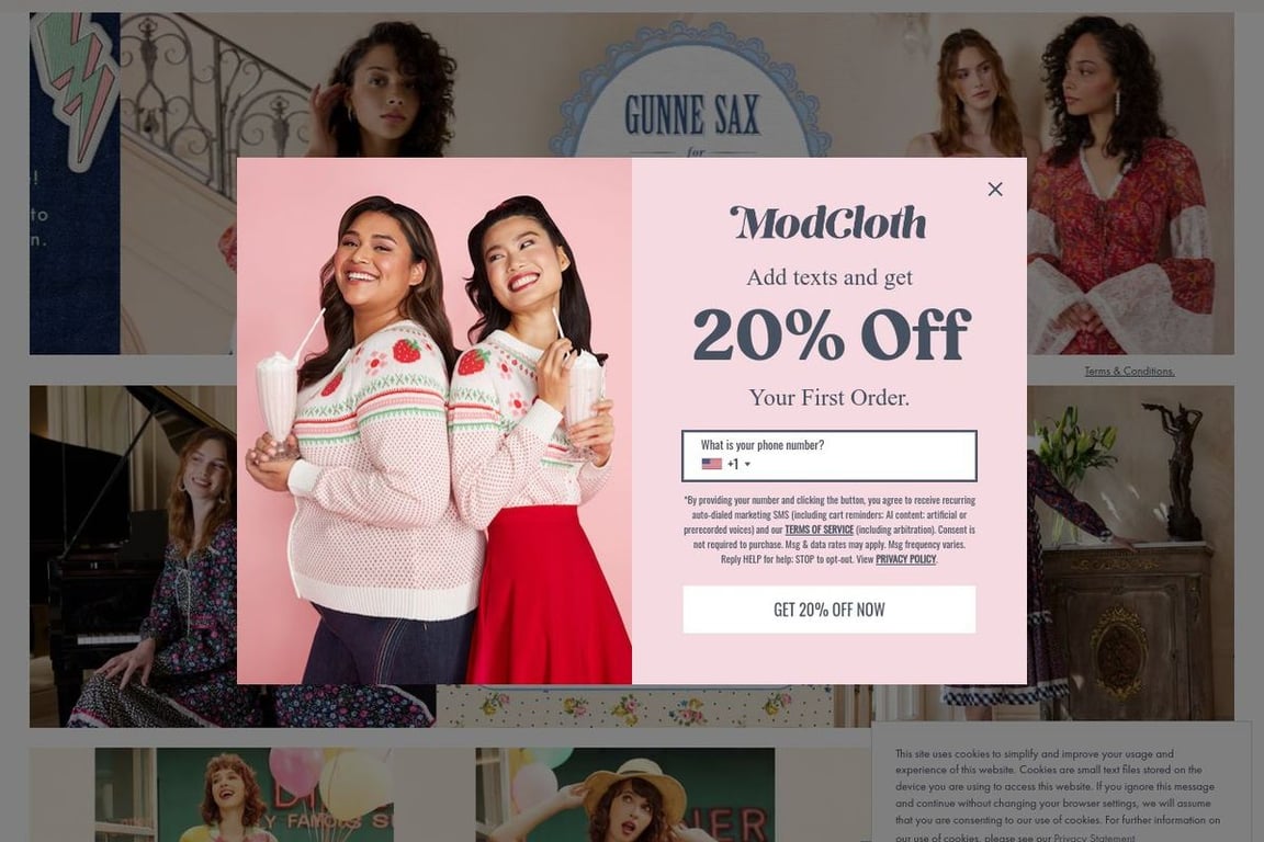 ModCloth homepage