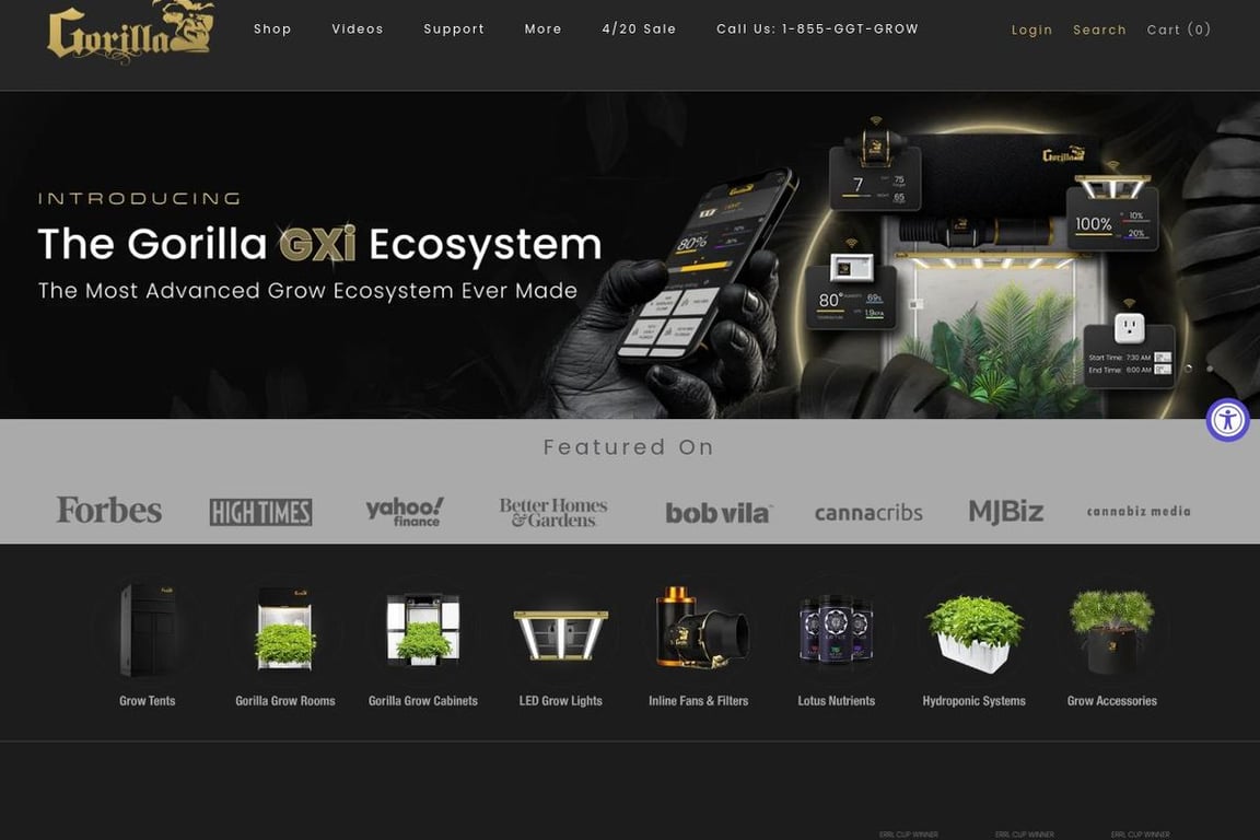 Gorilla Grow Tent homepage