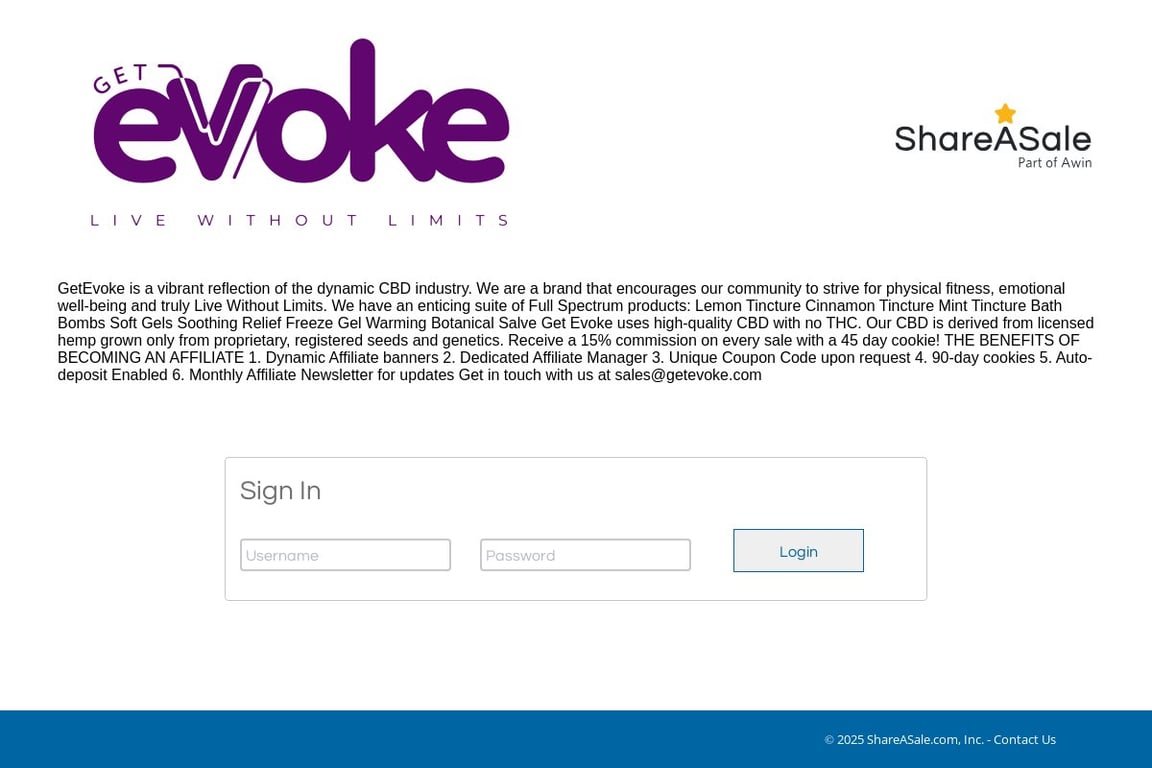 GetEvoke affiliate program signup page