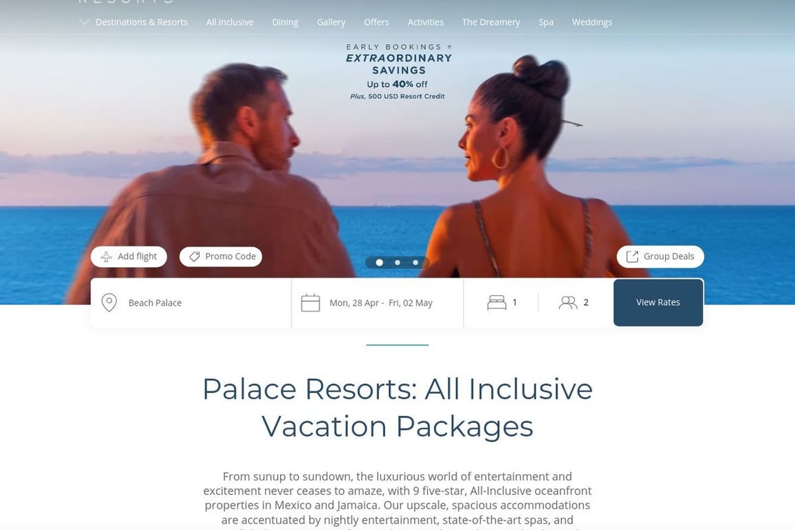 Palace Resorts homepage