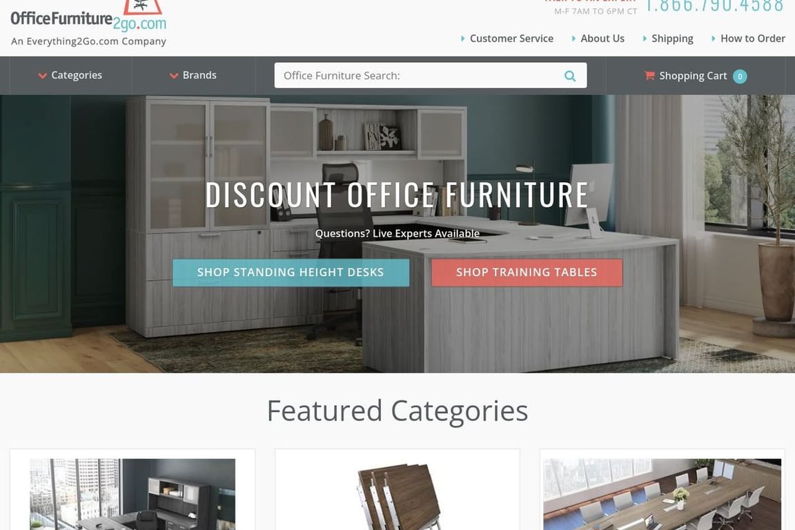 OfficeFurniture2Go homepage
