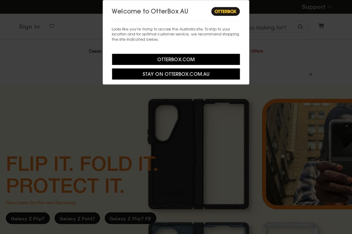 OtterBox Australia homepage