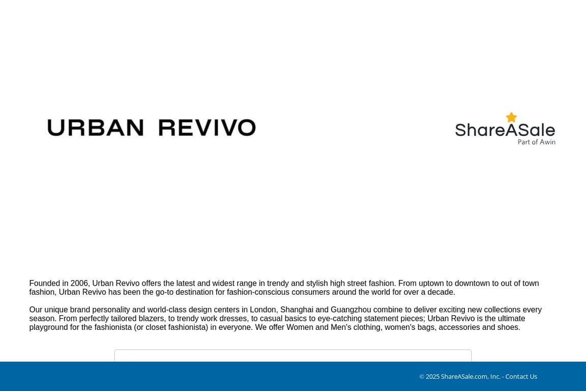 Urban Revivo affiliate program signup page