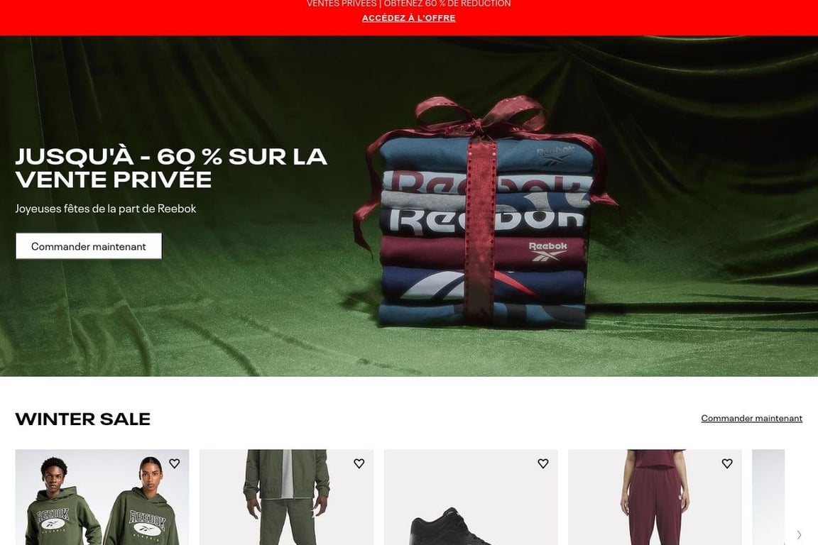 Vente cheap privée reebok