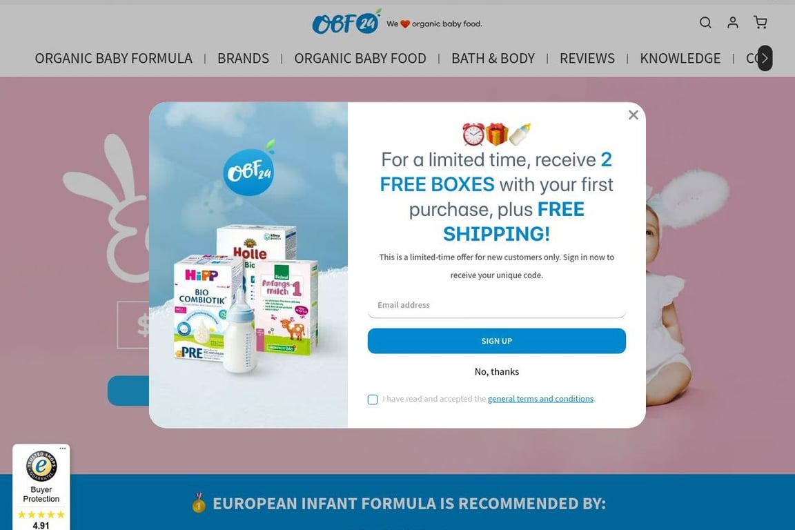 Organic Baby Food homepage