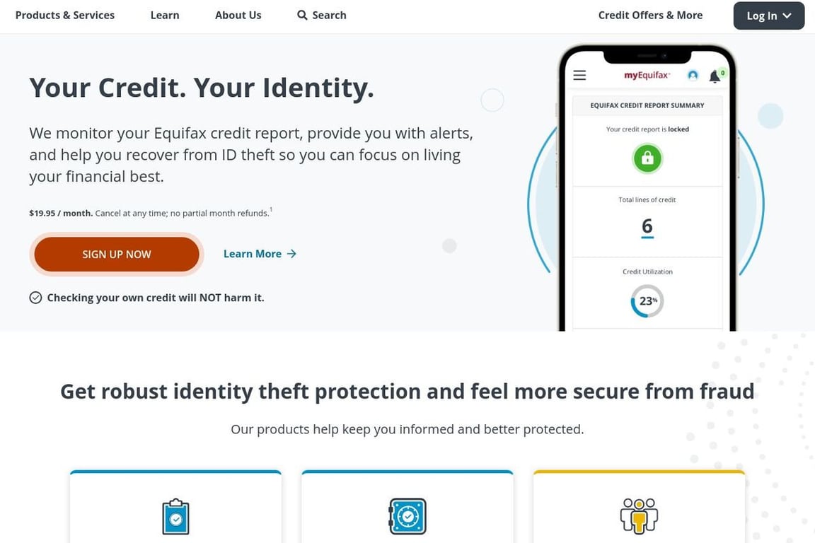 Equifax homepage