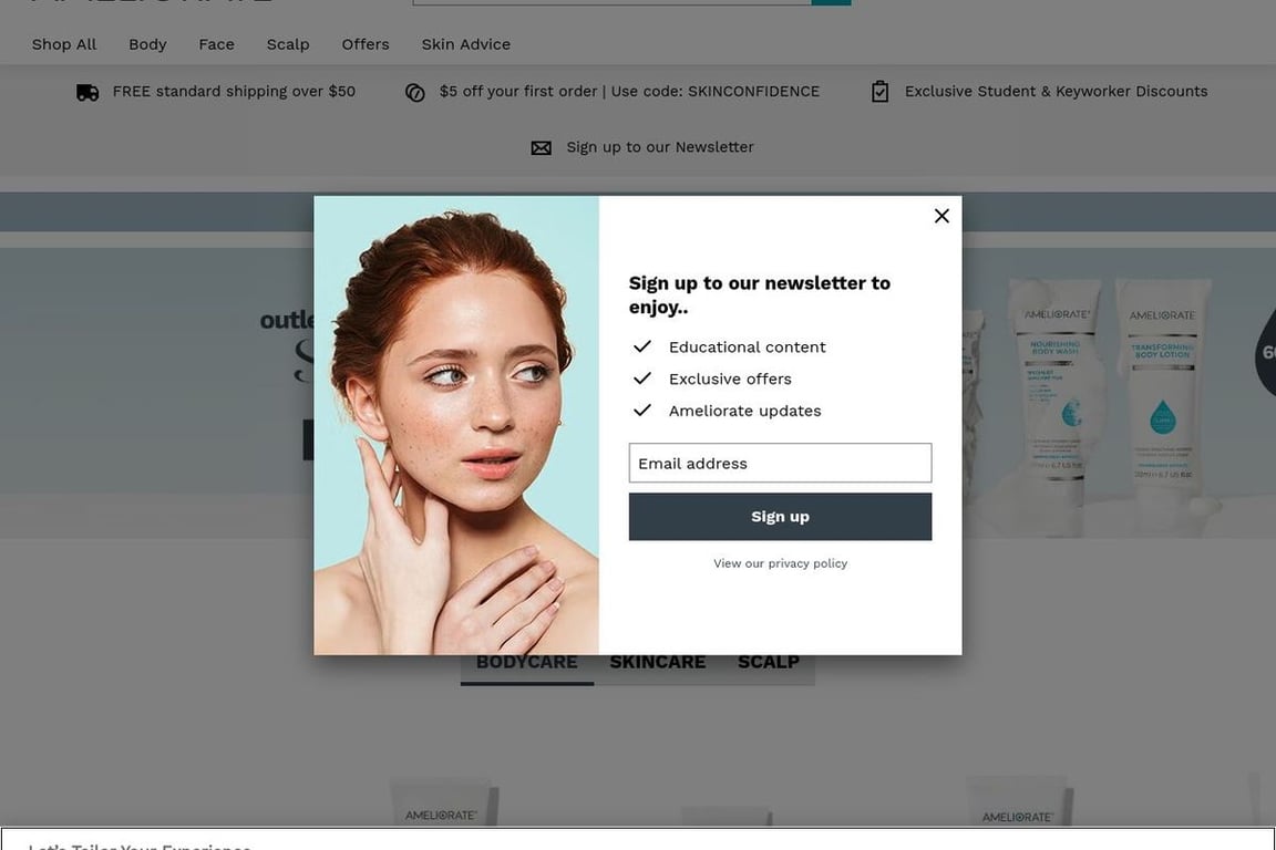 Ameliorate US homepage