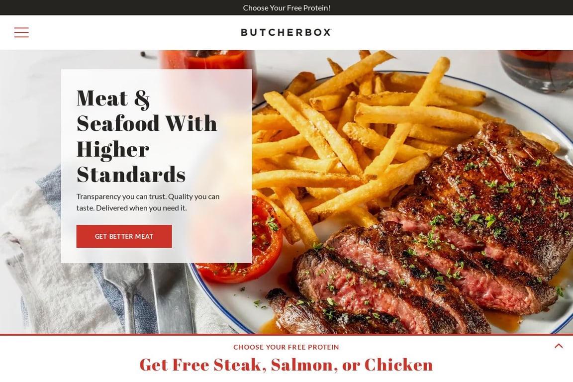 Butcher Box homepage